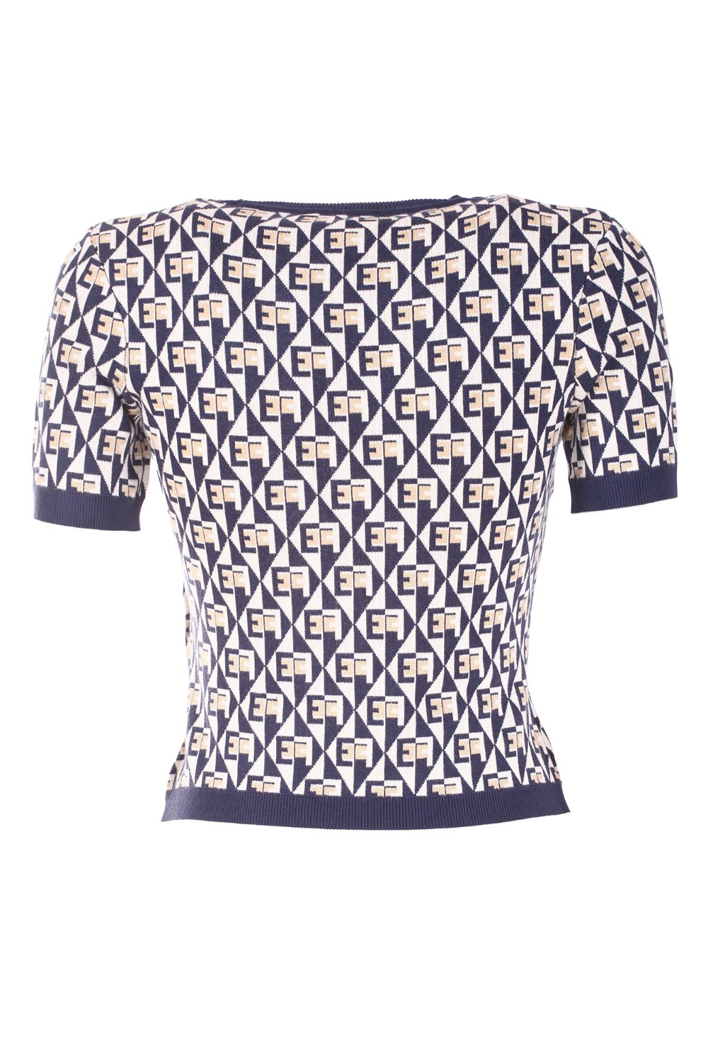 shop ELISABETTA FRANCHI Saldi Pull: Elisabetta Franchi T-shirt in maglia con disegno a rombi.
Girocollo.
Maniche corte.
Vestibilità aderente.
Composizione: 94% viscosa 6% Elastane.
Made in Italy.. MK77Q26E2-AW3 number 1611108